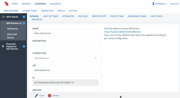 Configured additional self service settings
