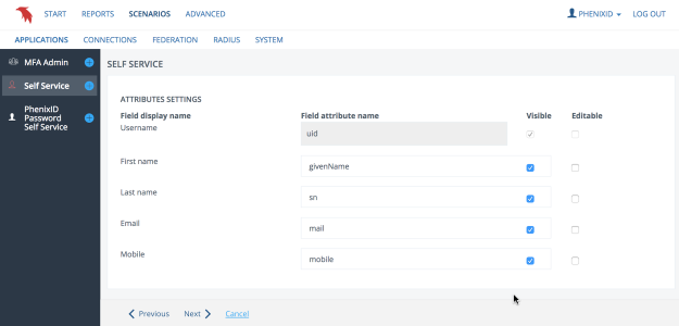 Attributes settings
