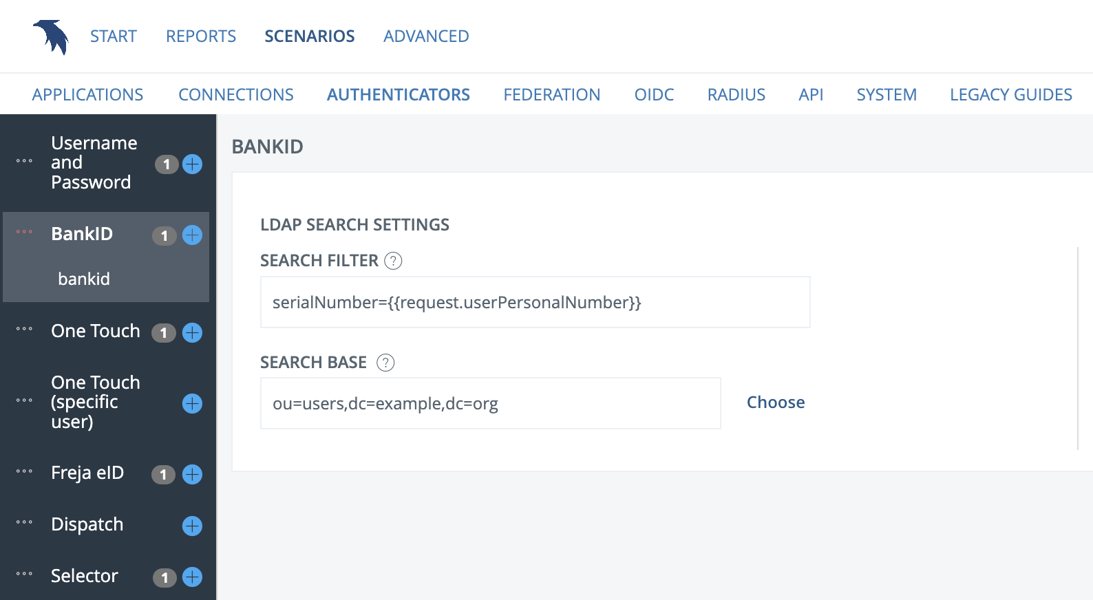 User store: LDAP
