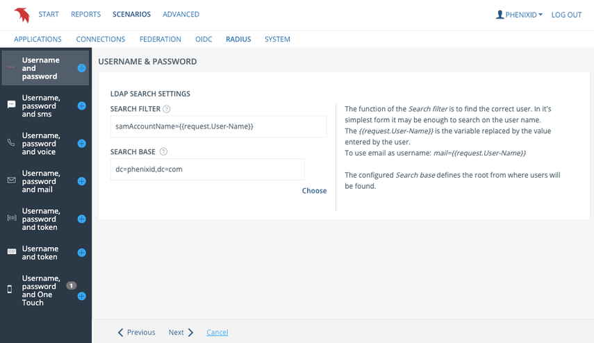 User search settings