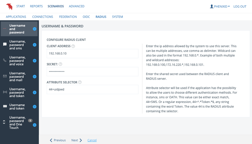 Configure RADIUS client