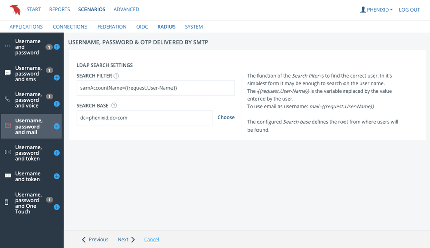 User search settings