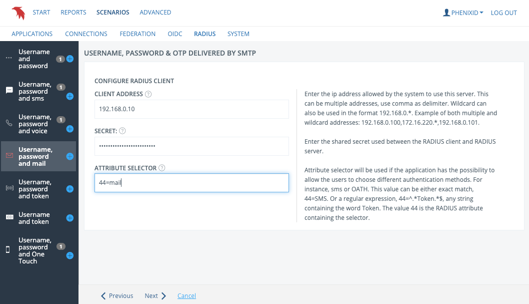 Configure RADIUS client