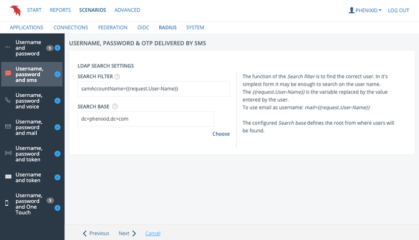 User search settings