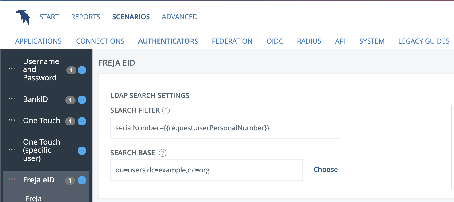 Search settings: LDAP