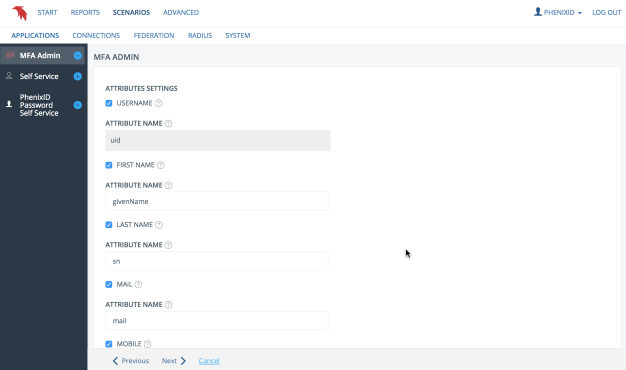 Attribute settings