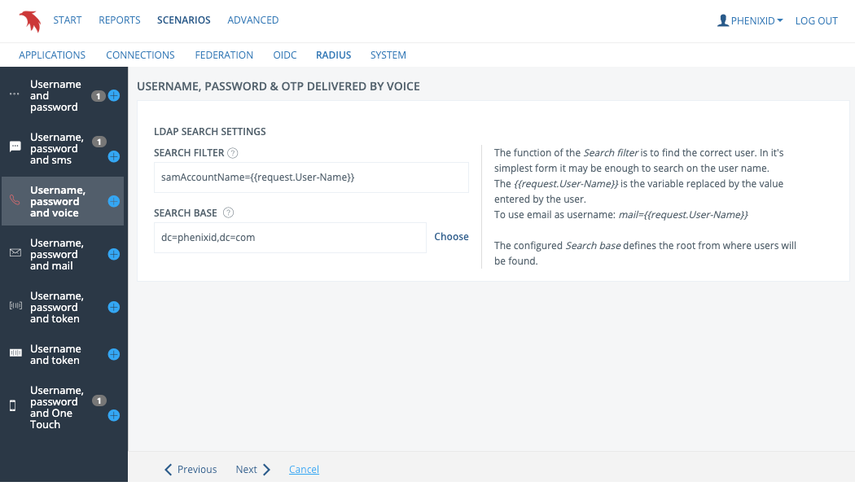 User search settings