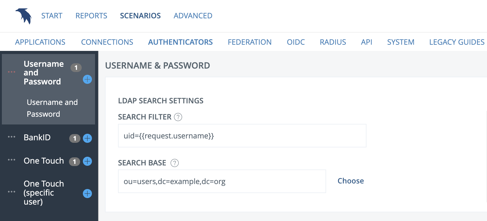 Search settings: LDAP