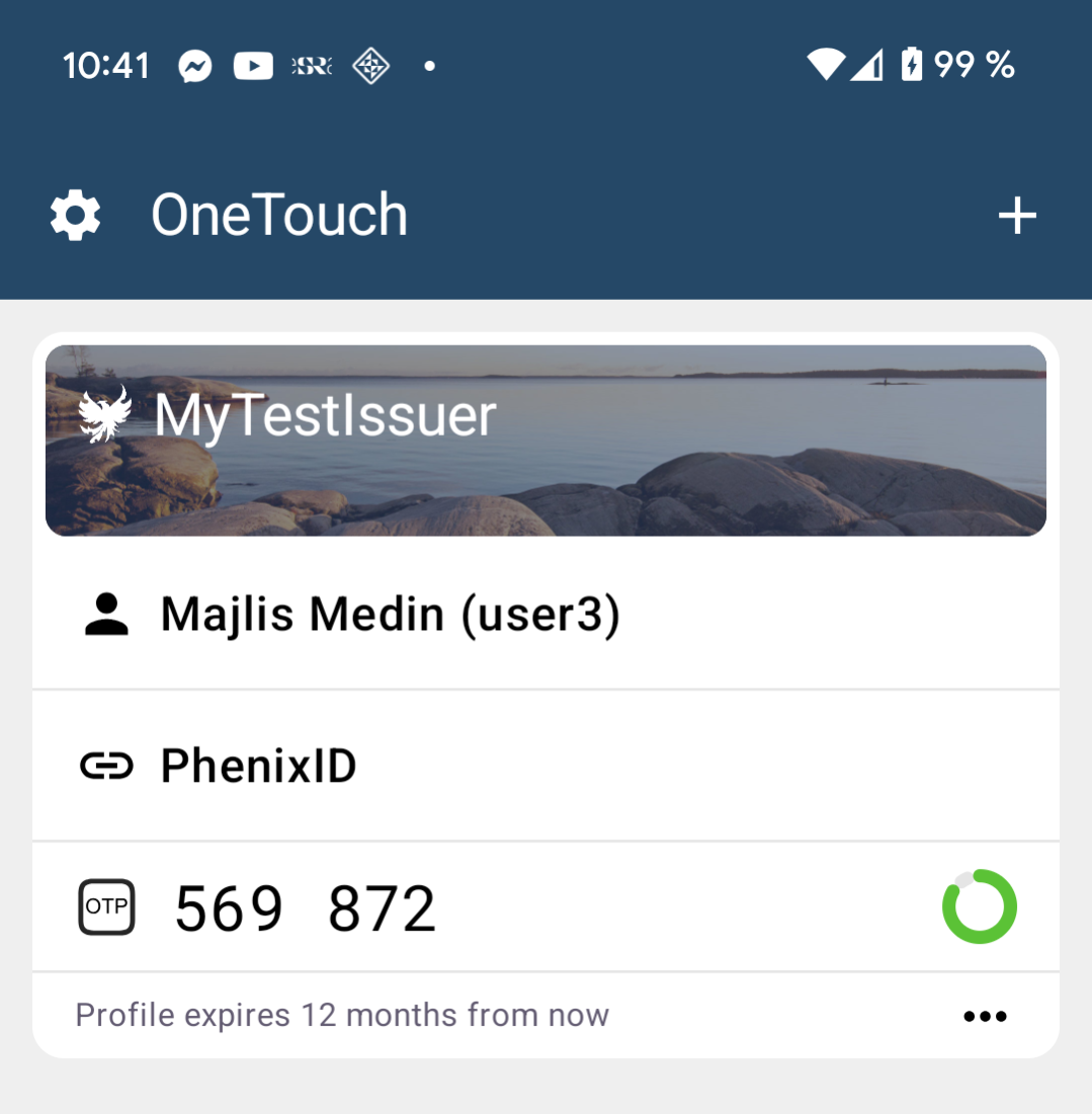 PhenixID action displayed on profile card
