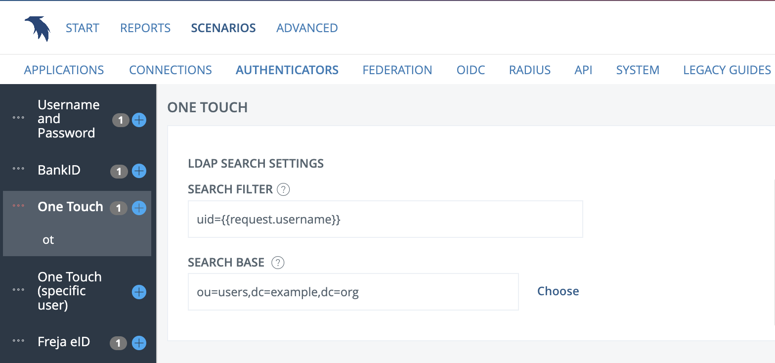 User store: Search settings