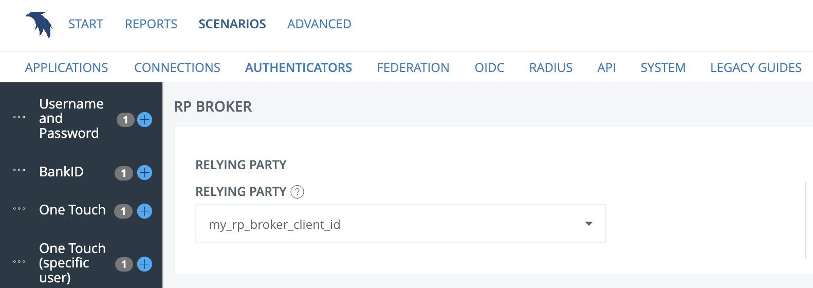 Select relying party