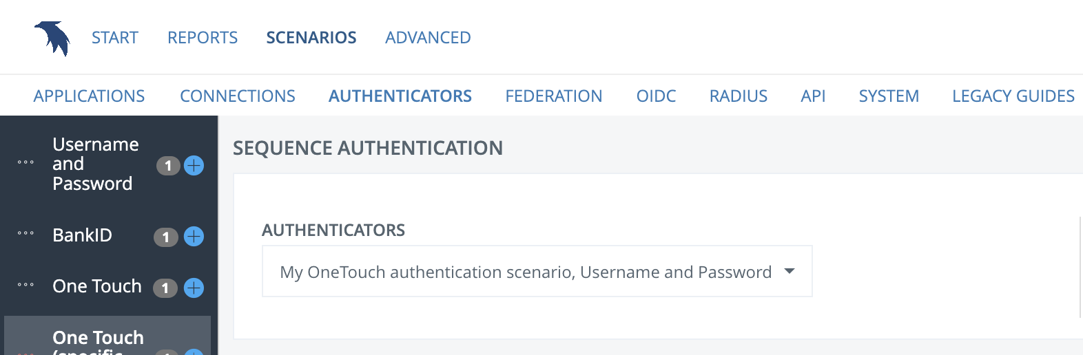 Authenticators to include in the sequence