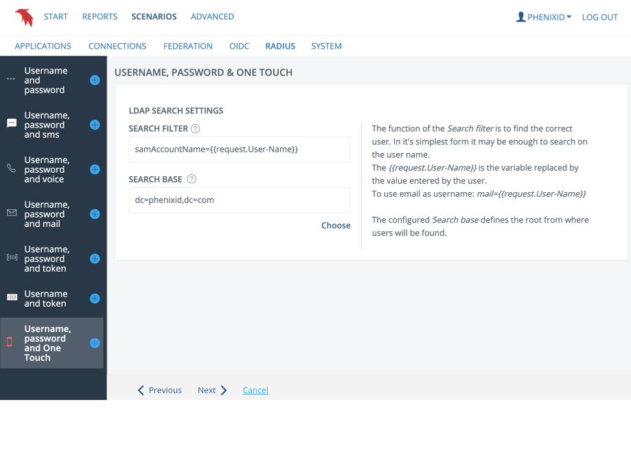 User search settings