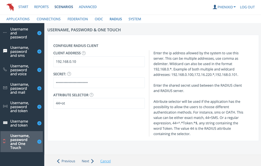 Configure RADIUS client