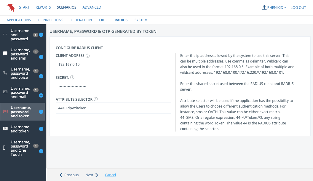 Configure RADIUS client