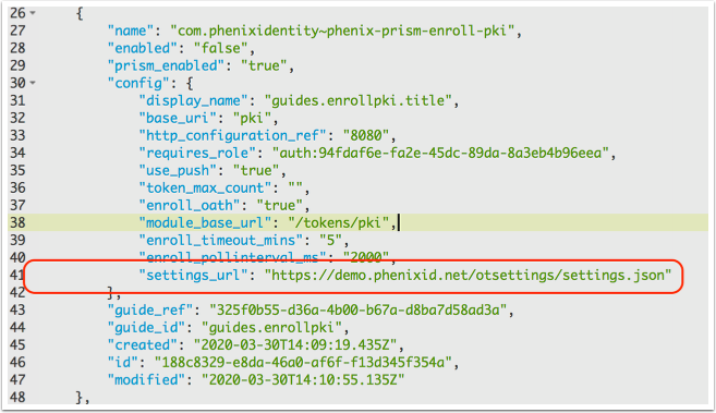 settings URL in configuration file