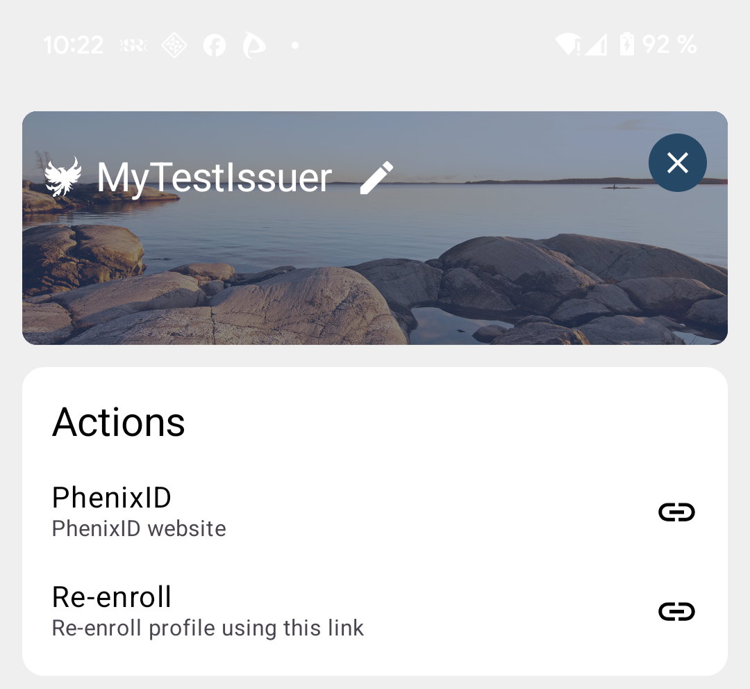Two actions displayed on profile's detail view