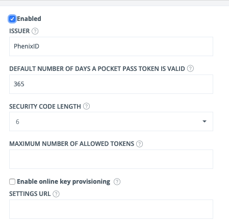 Pocket Pass Settings