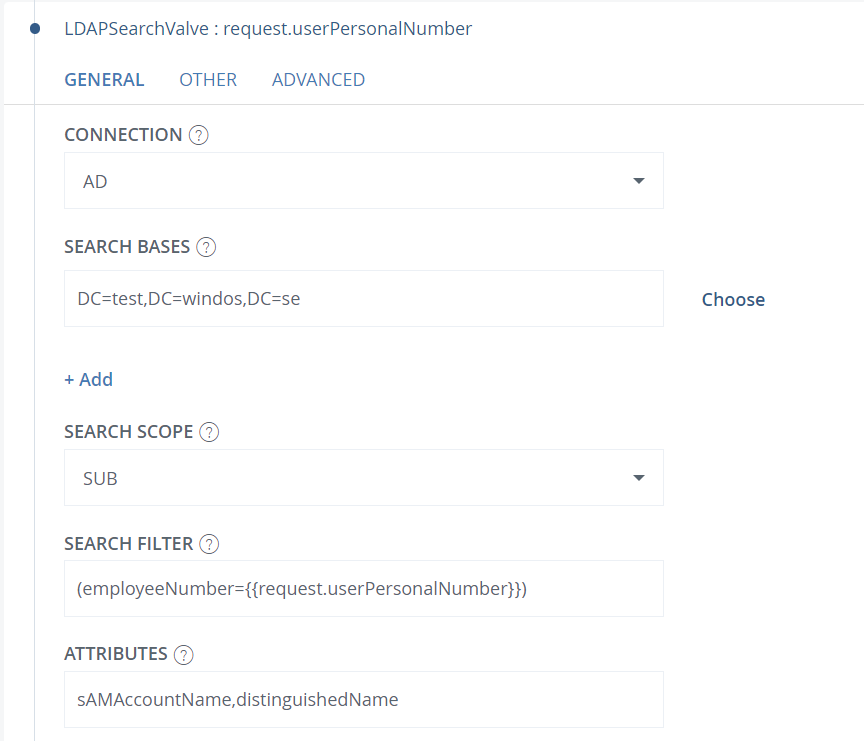 LDAPSearchValve Configuration