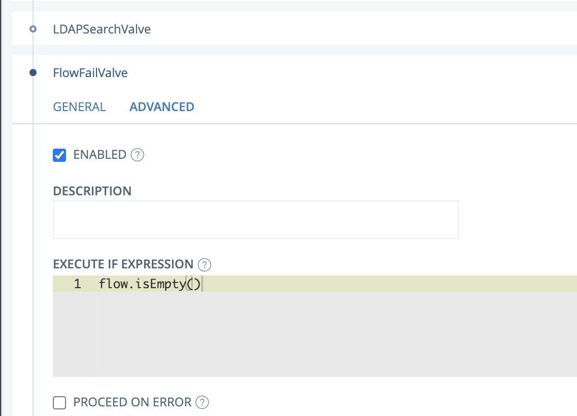 FlowFailValve Configuration, execute if expression